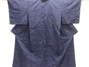 流水に草花模様織出し本場結城紬80亀甲単衣着物（石下）